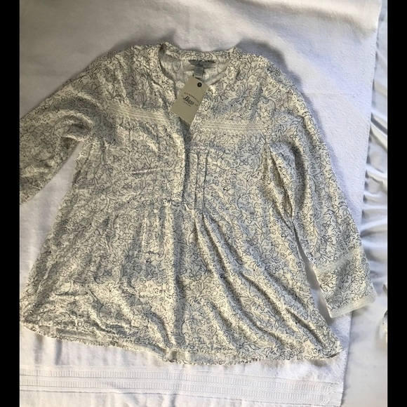 NWT- G.H Bass & Co- 3/4 Sleeve  Crochet Blouse - Picture 1 of 6